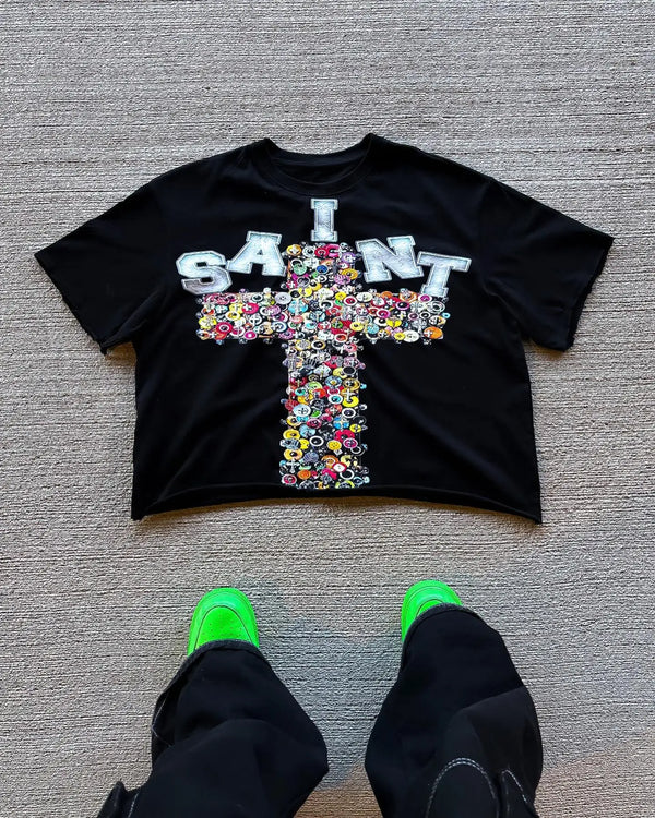 TresFindz Saint Cross Cropped Tee