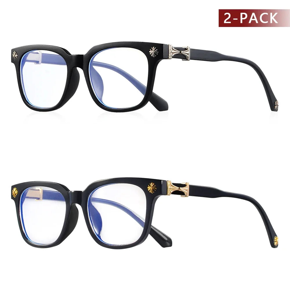 TresFindz - Classic 2Pcs Square Anti Blue Light Glasses For Men And Women Black & Transparent Frame Unisex Computer Wearing Women Glasses