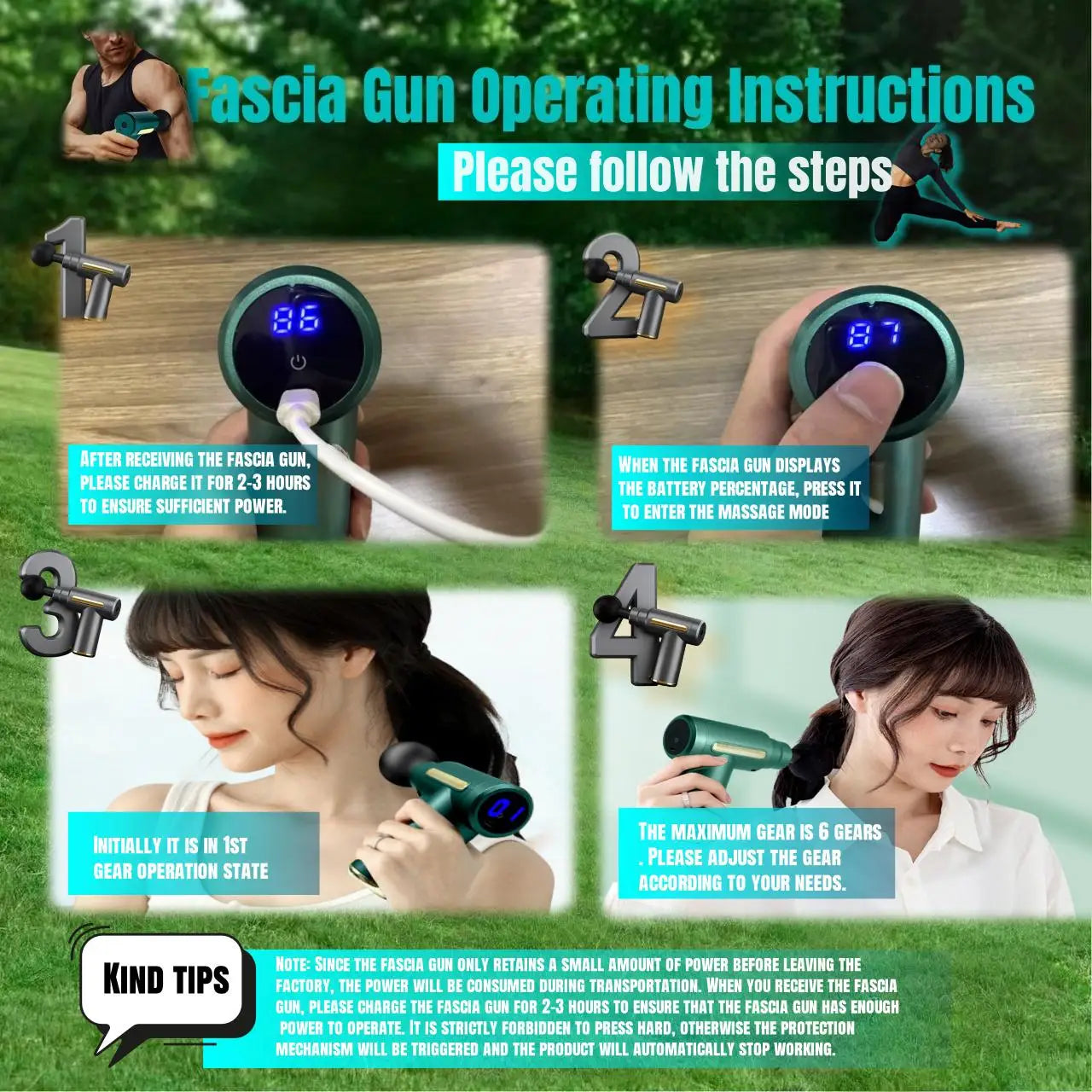 TresFindz - Mini Muscle Massage Gun Protable Body Massager Deep Handheld Percussion Massager For Body Back And Neck Leg